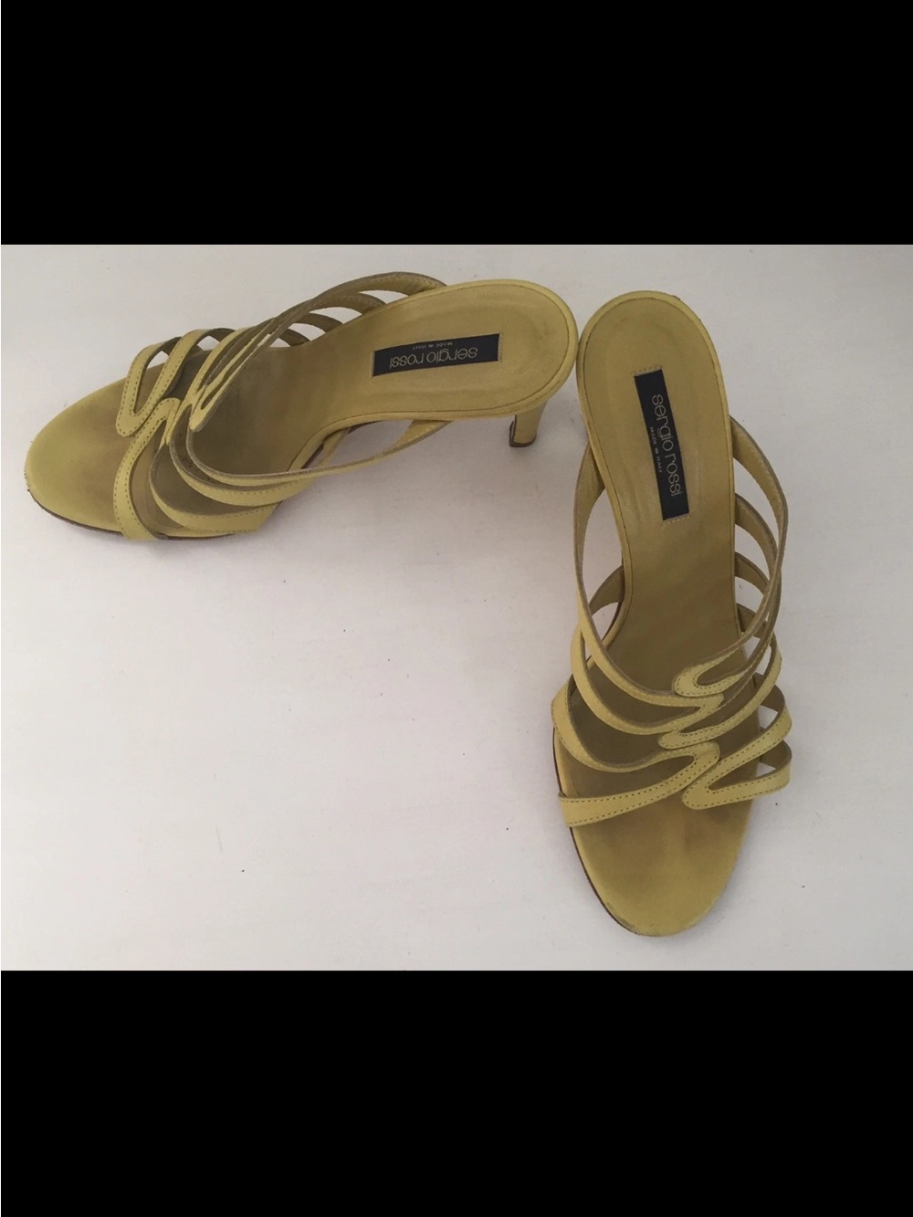 SERGIO ROSSI LIME GREEN CAGED SLIP ON HEELS SANDALS Sz 38.5 - Picture 5 of 11